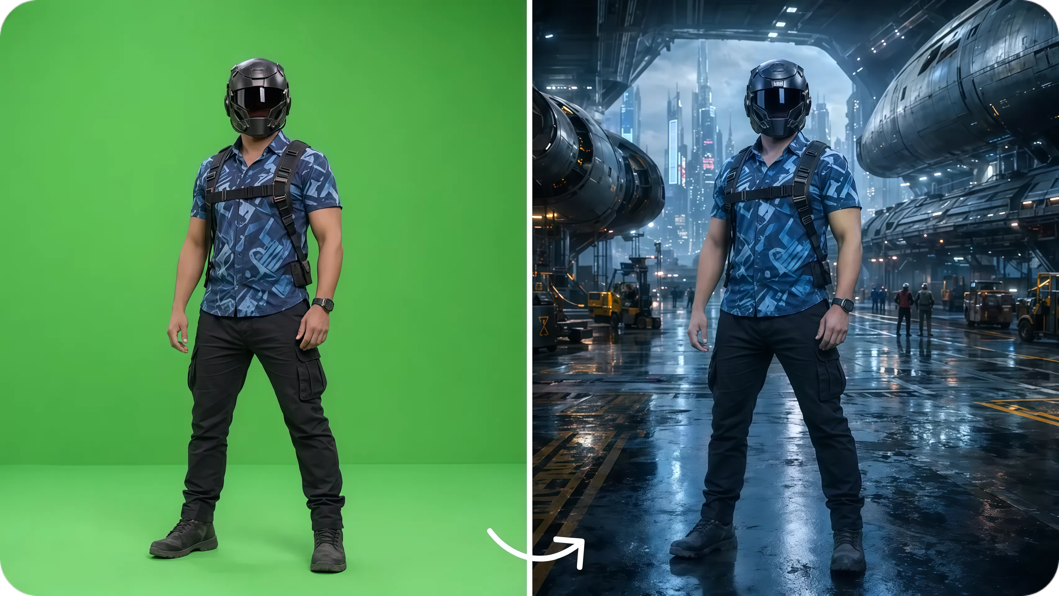 Seedance 2.5 renders green screen footage into an AI video